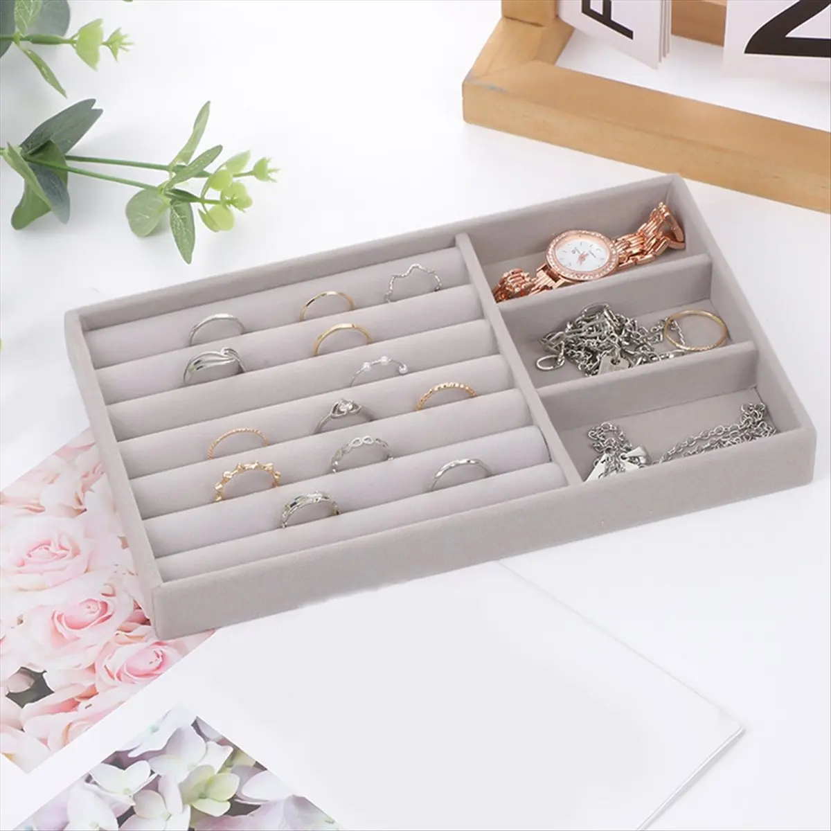 [Greatitem]Jewelry Storage Box Household Drawer Earrings Necklace Ring Tray Head Rope Ear Clip Display Storage Tray Box