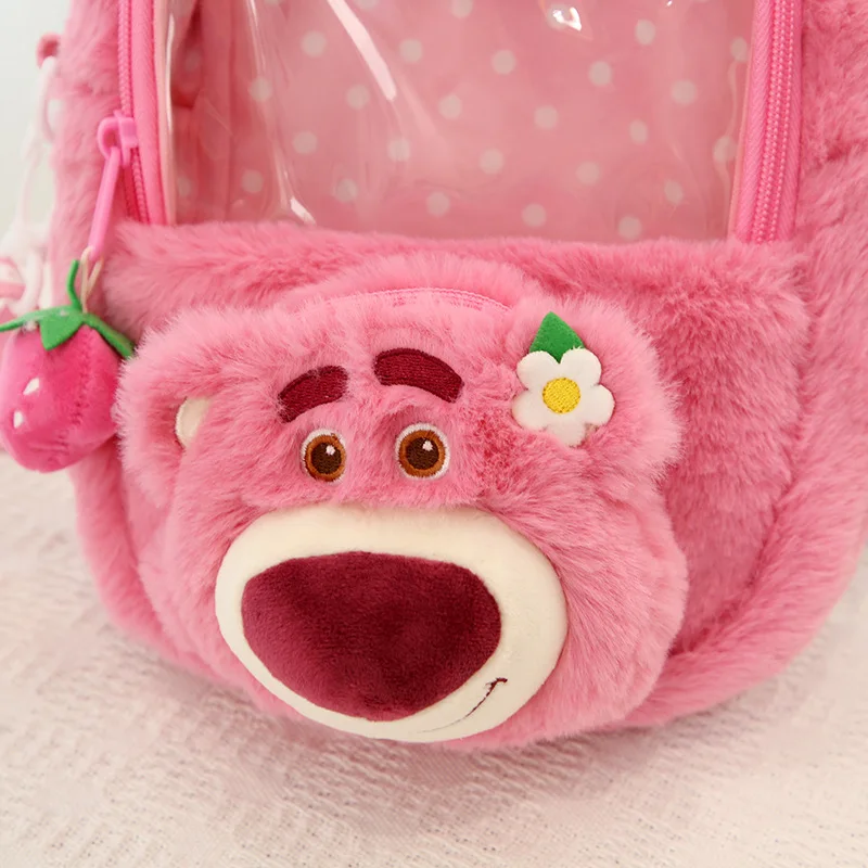 ディズニーイチゴクマぬいぐるみバックパックかわいい漫画ガールメッセンジャーバッグ子供ショルダーバッグ誕生日ギフト