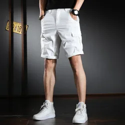 Casual Cargo Shorts Men 2022 Summer Streetwear Fashion White Cotton Short Pants