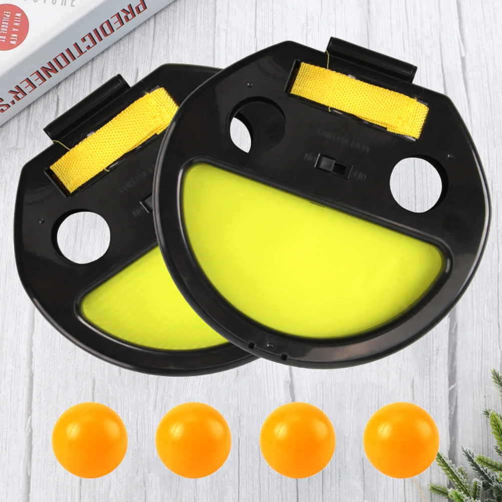 2 stücke Schläger 4 stücke Bälle Hand Fang Ball Schläger Kinder Tennis Hand Clip Pädagogisches Spielzeug Outdoor Liefert Schläger Sport tisch