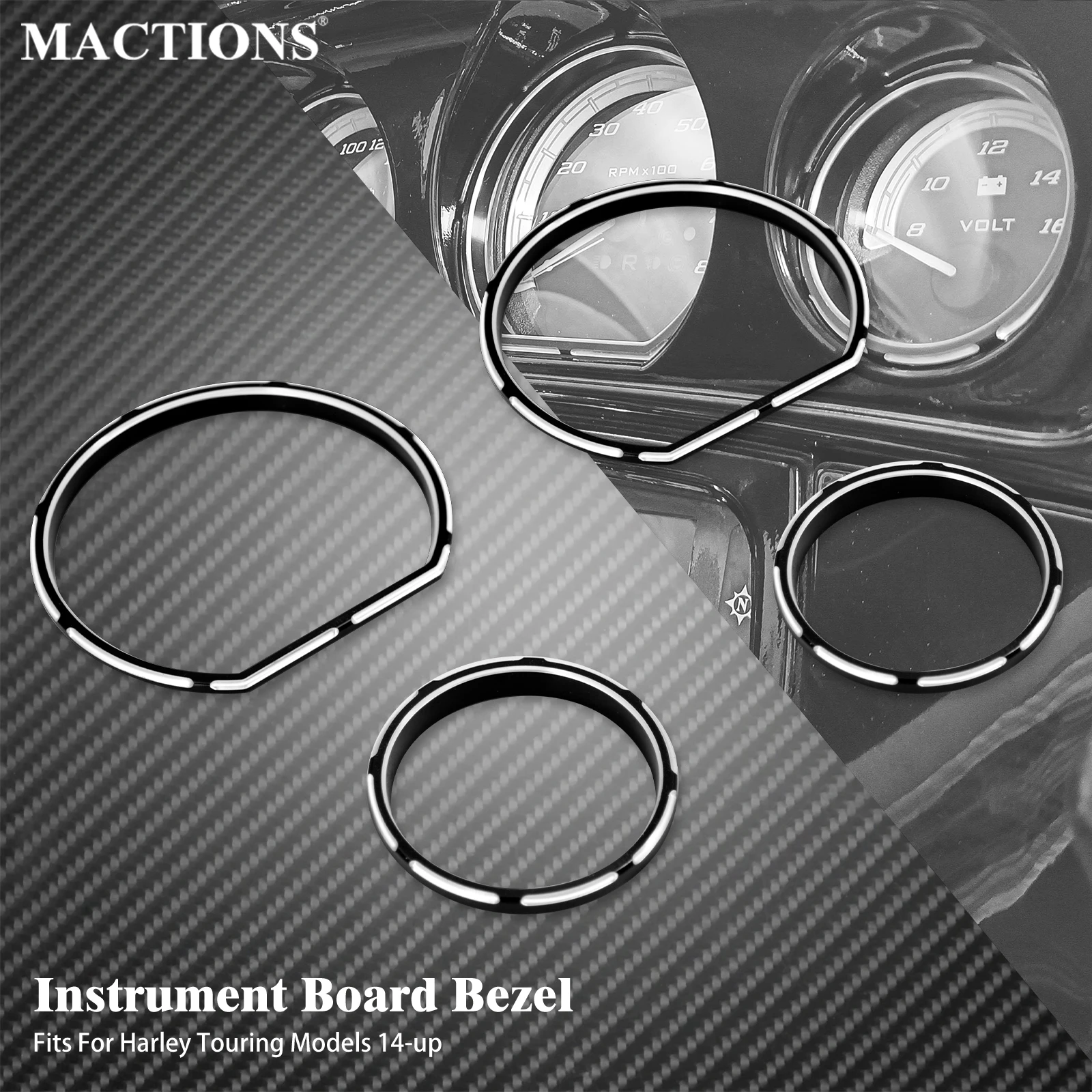 

Motorcycle Instrument Board Bezel Speedometer Trim Ring Burst Inserts Cover For Harley Touring Road Electra Street Glide 14-2023