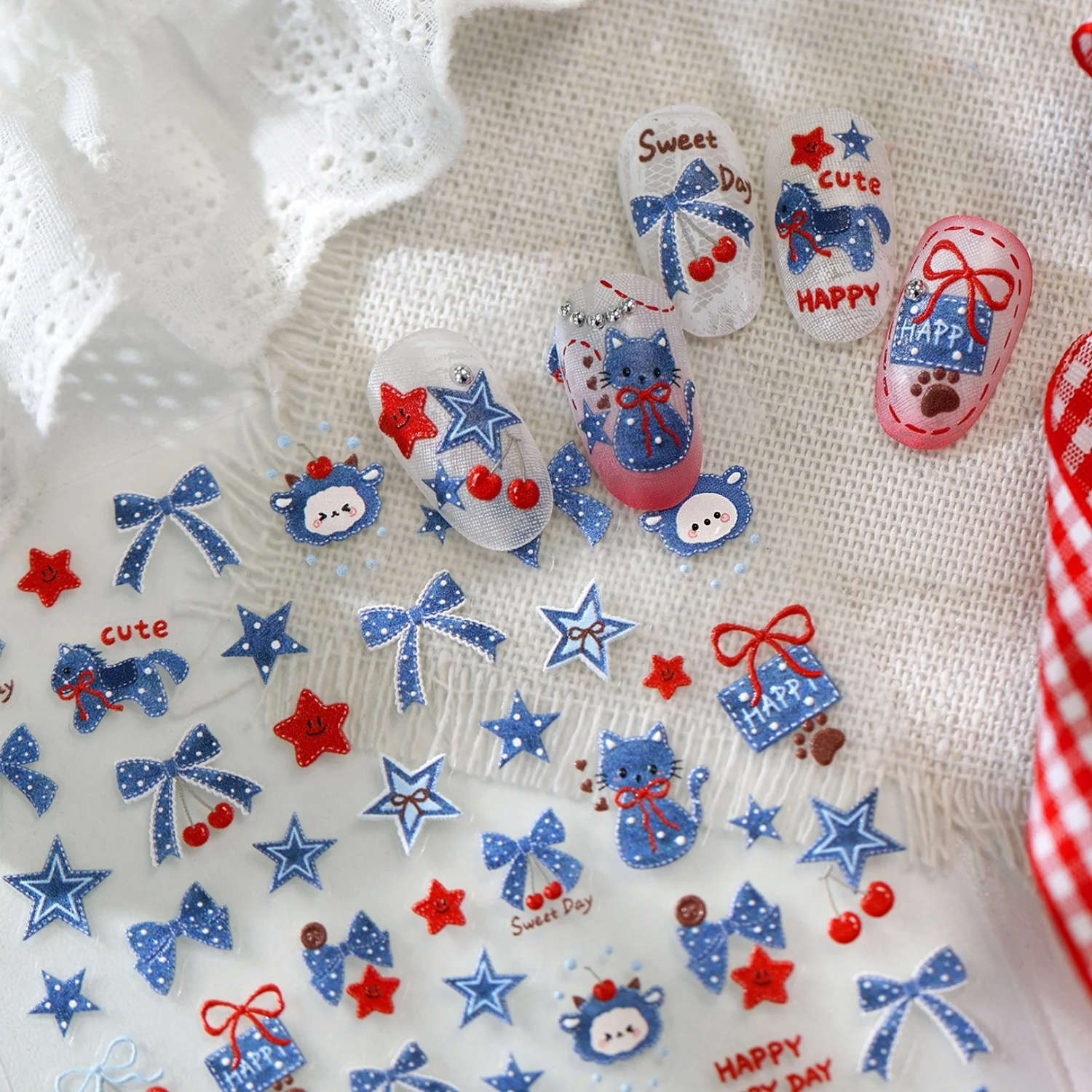 Nail Art Denim - Retro Cute 5D Nail Art Stickers