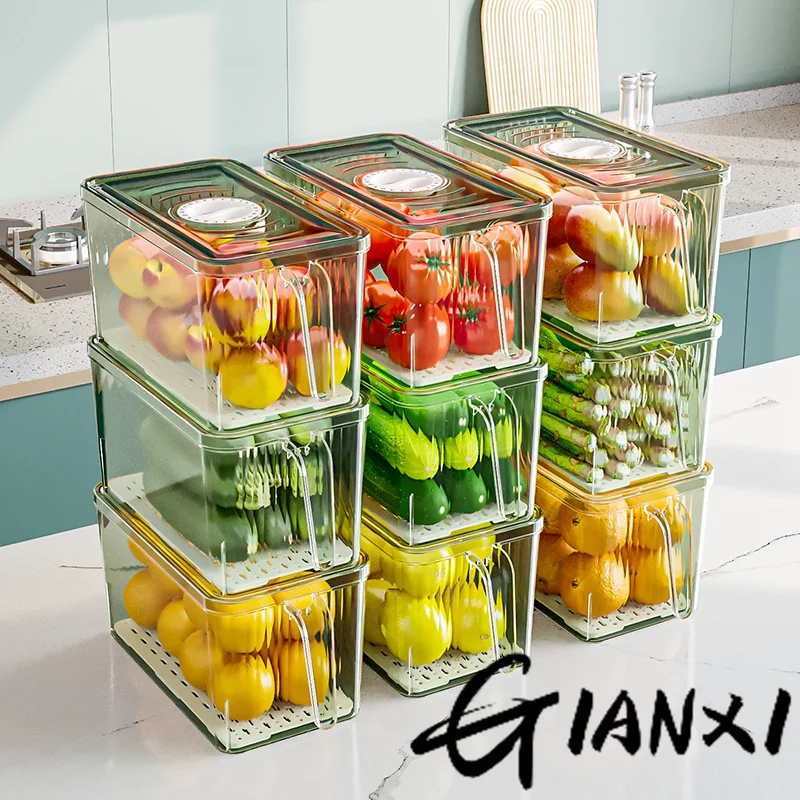 GIANXI Refrigerator Storage Box Food-grade Kitchen Special Storage Box Food Fruit And Vegetable Fresh-keeping Box