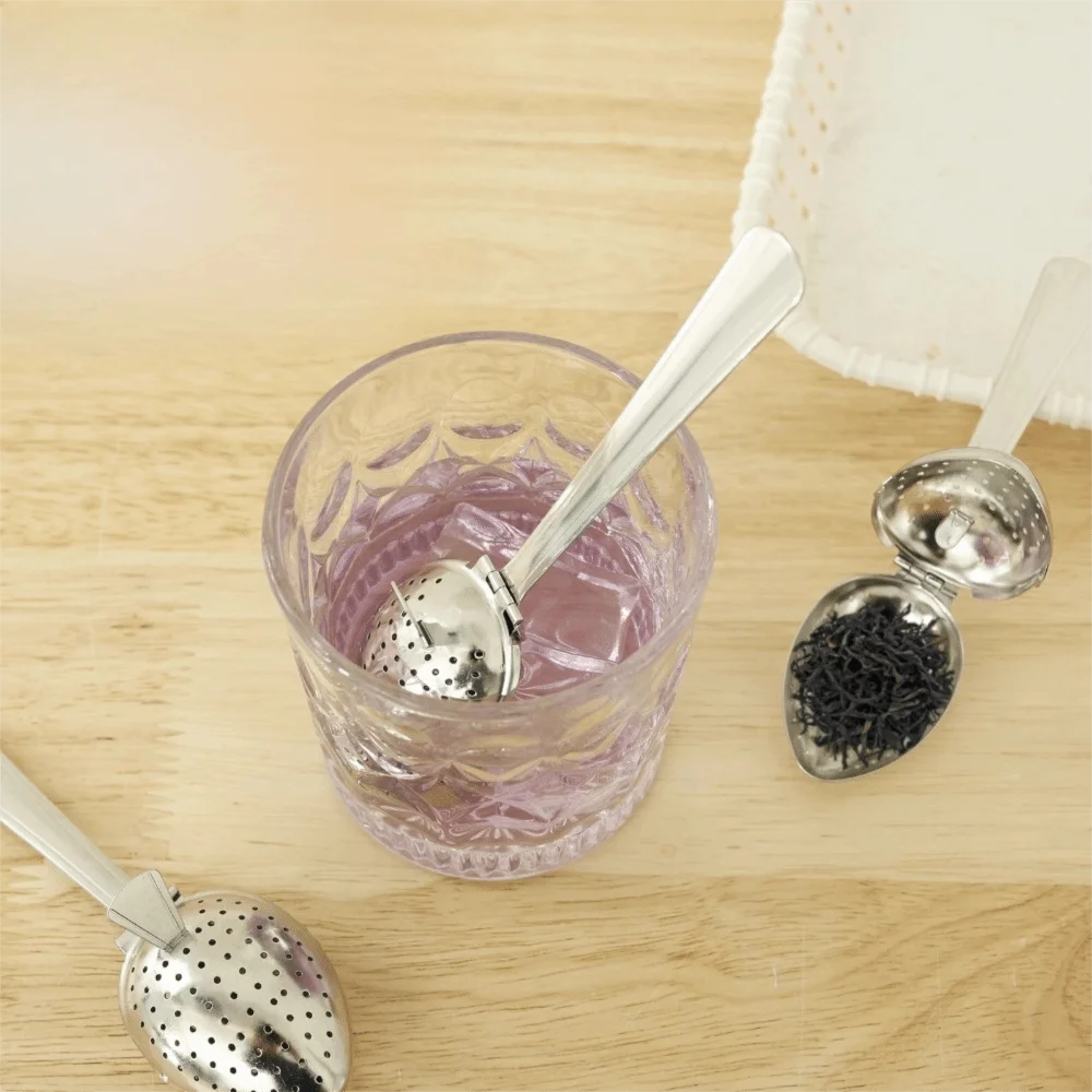 

2 Piece Stainless Steel Tea Filter Spoon Rustproof Long Handle Tea Strainer Spoon Clamp Design Tea Infuser Sieve