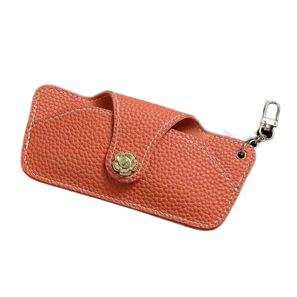 

With Keychain For Women For Men Eyeglasses Protective Box Eyewear Holder PU Leather Sunglasses Bag Camellia Glasses Case