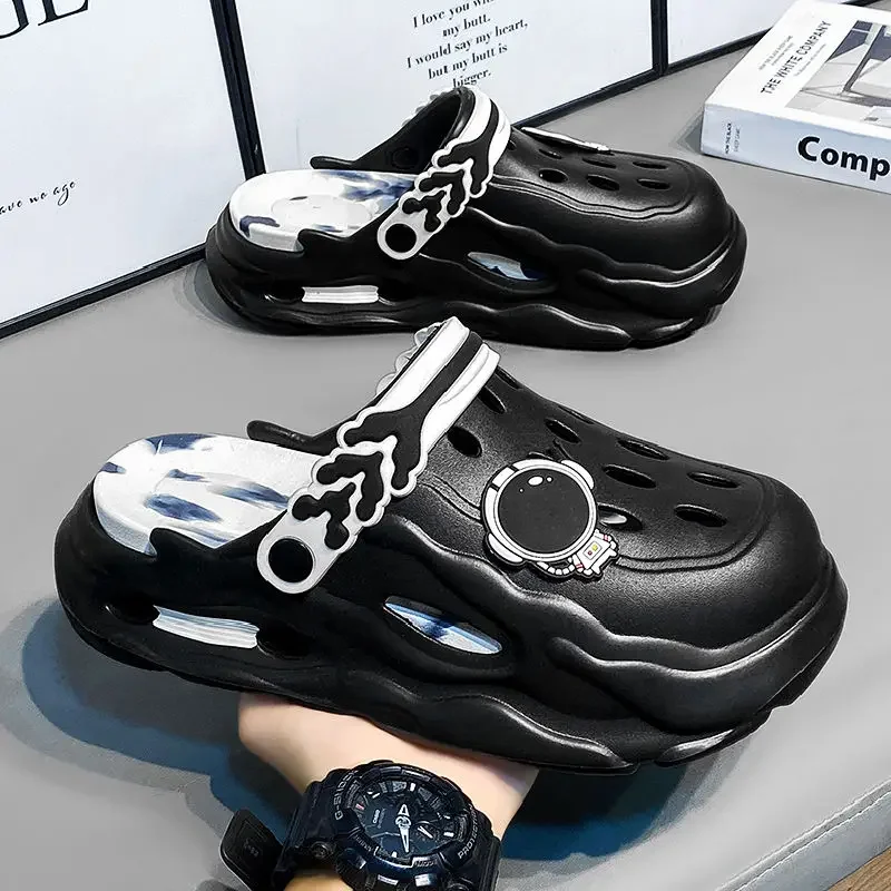 

Пляжные мужские тапочки на платформе с отверстиями, хлопаки, 2022, дизайнерская роскошная обувь для взрослых, низкая цена, элегантная летняя распродажа, повседневная мужская обувь Y2k