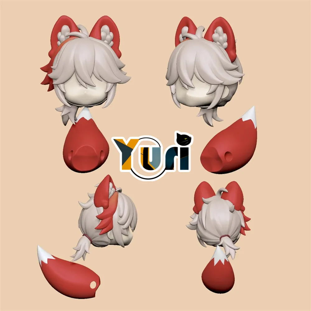 Yuri Anime Genshin Impact Kaedehara Kazuha Handmade OB11 OB22 1/12 BJD Hair Wig Detachable Ear Tail Game Cosplay Cute Props C