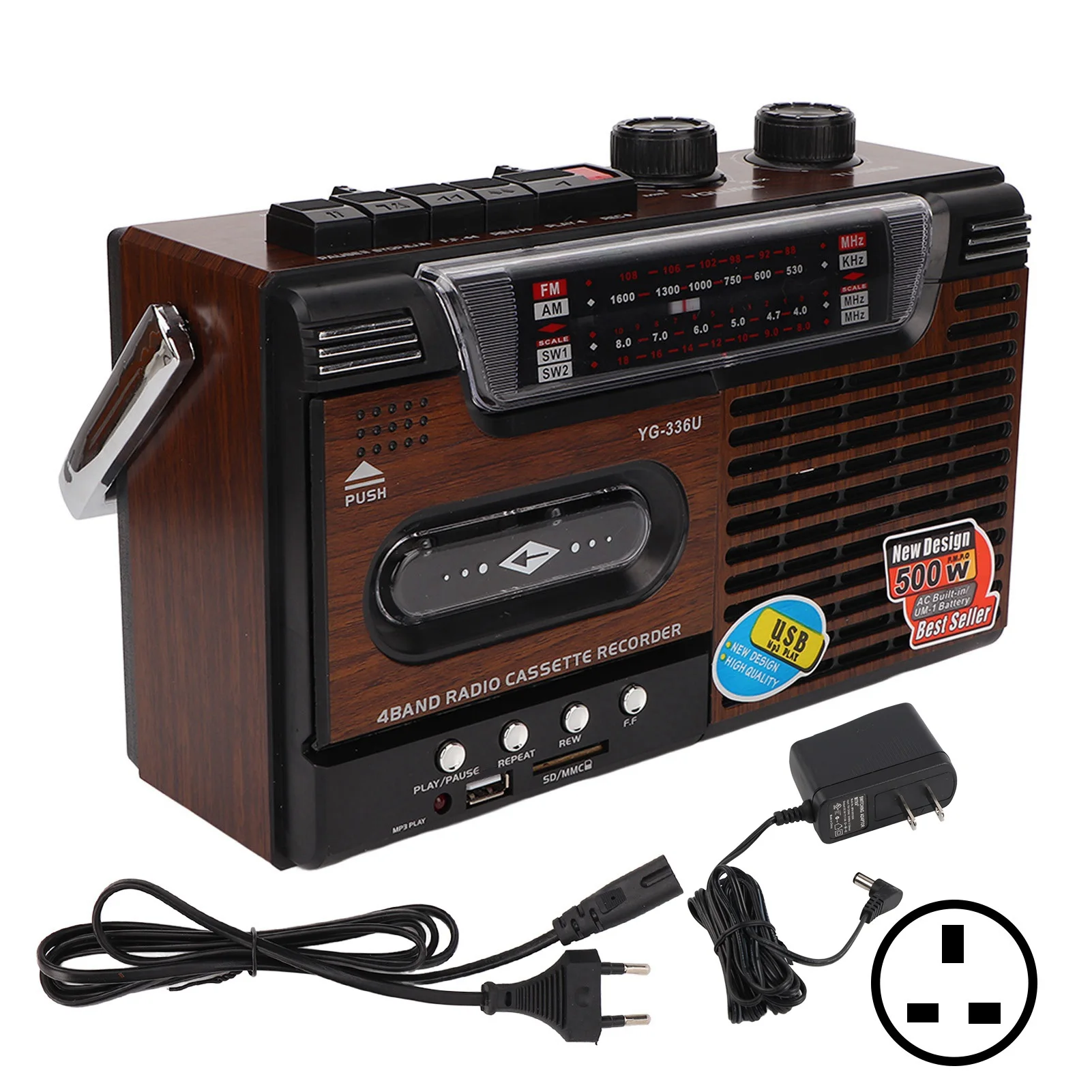 Cassette Player Strong  Simple Buttons Cassette Player AM FM Radio Support Storage Card Noiseless Portable for Children