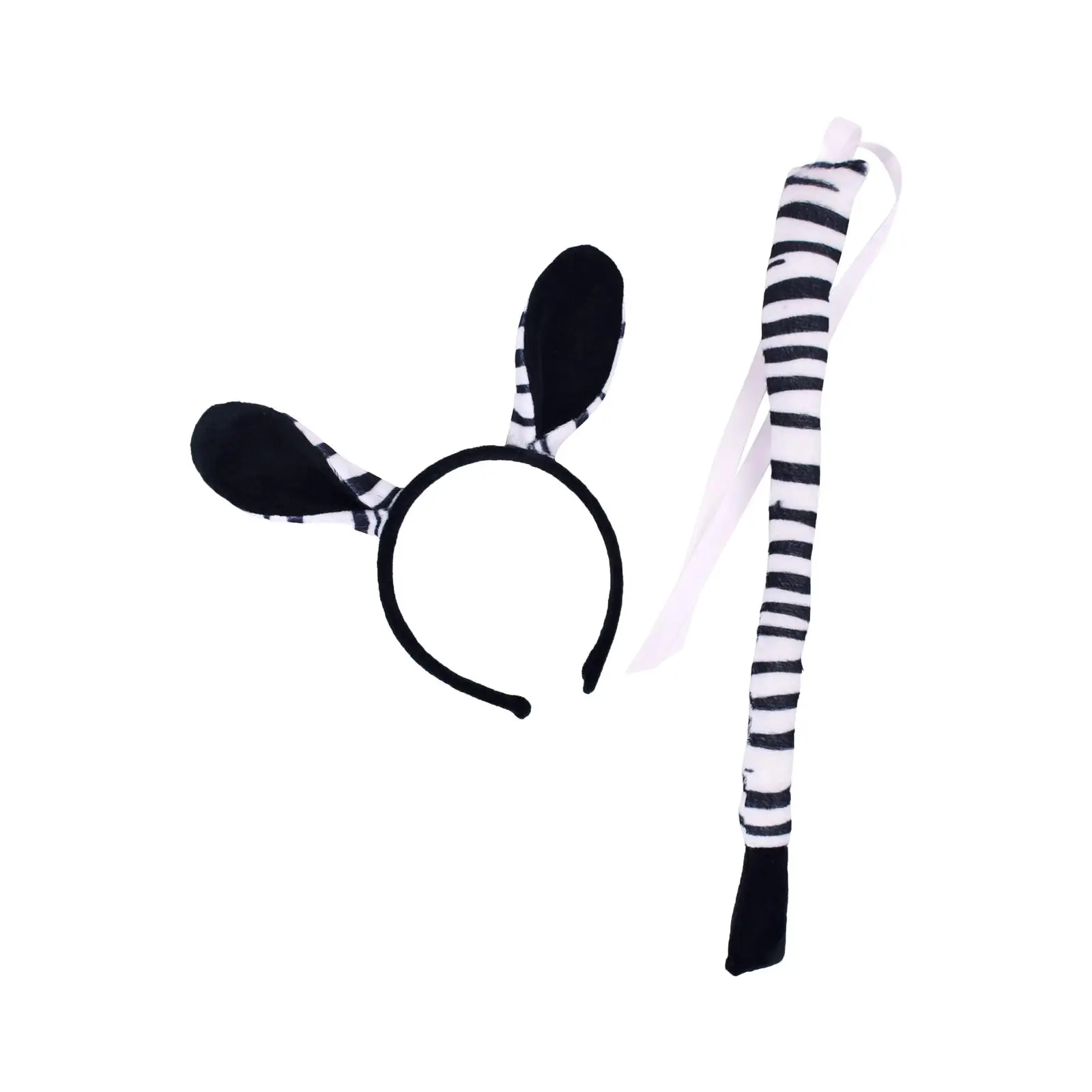 Zebra Ears and Tail Set, Roll Play Headwear, Acessórios para cabelo, Dress Up Hair Hoop para presentes, Carnavais Party, Prom, Performance de palco