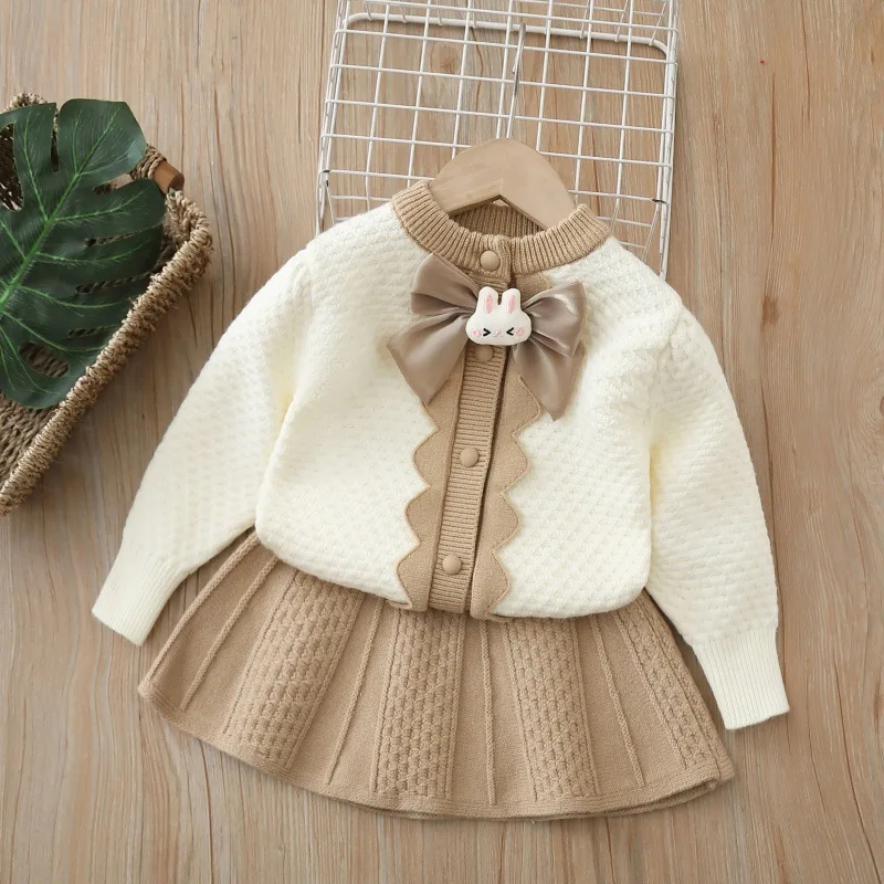 LILIGIRL Kinder-Sets, Kinder-Pullover-Mantel, neues zweiteiliges Set im süßen und Prinzessinnen-Stil für Mädchen und Mädchen