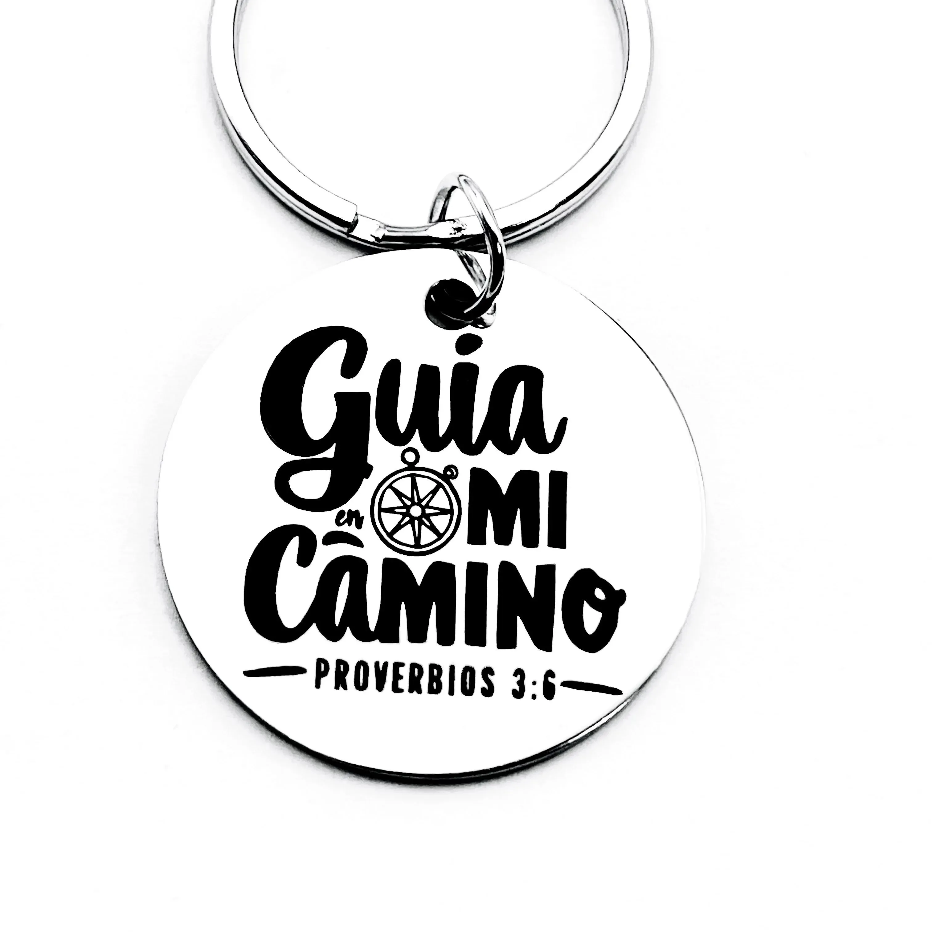 الأمثال الإسبانية 3:6 سلسلة مفاتيح من الفولاذ المقاوم للصدأ، اقتباسات ملهمة، ملهمة وإيجابية، هدية مثالية للأصدقاء في المهرجانات