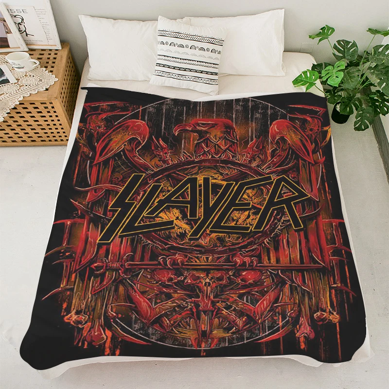 Microfiber Sofa Blankets S-Slayer Heavy Metal Bands King Blanket Fluffy Soft Blankets Warm Knee Bed Fleece Custom  Anime Blanket