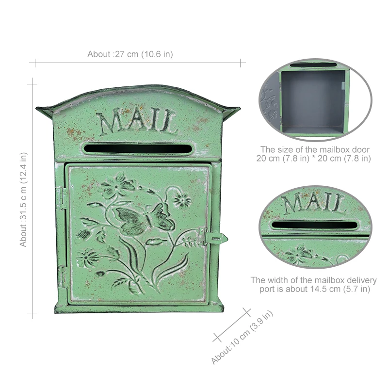 Outdoor Wall Mounted Mailbox Metal Retro Post Leaving Message Garden Decoration Crafts Farmhouse Post