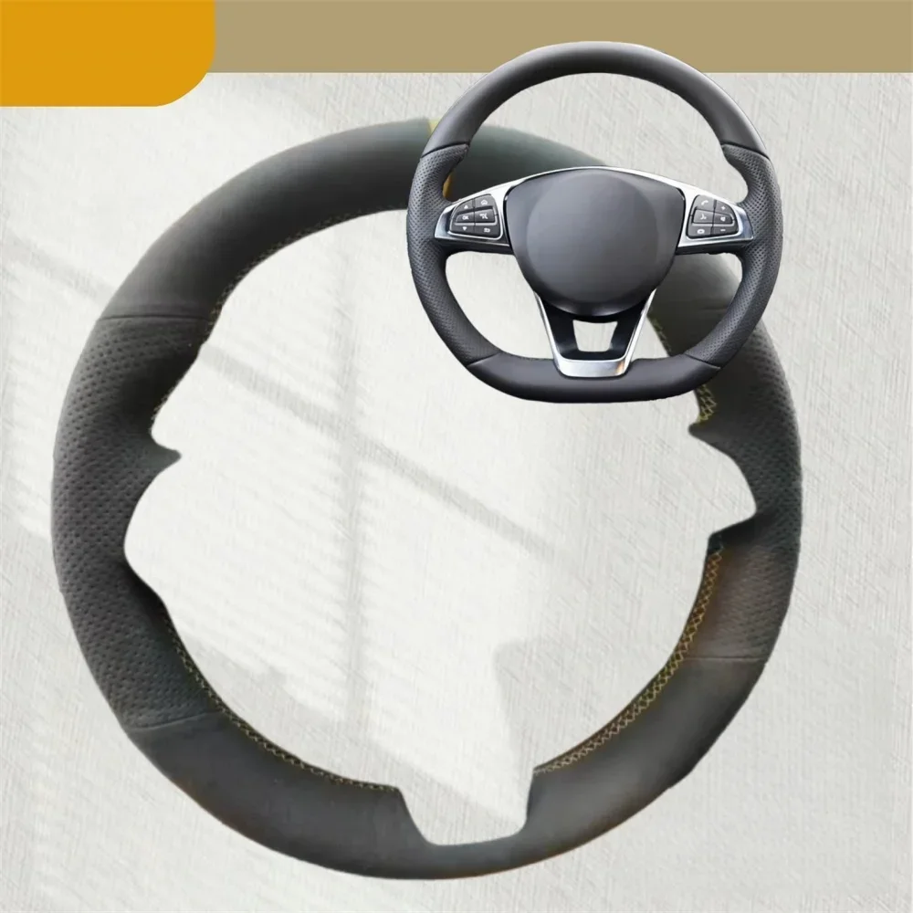 

Автомобильный чехол на руль для Mercedes Benz W176 W246 W205 C117 C218 W447, замшевая кожа, нескользящие автомобильные аксессуары, накидка на руль