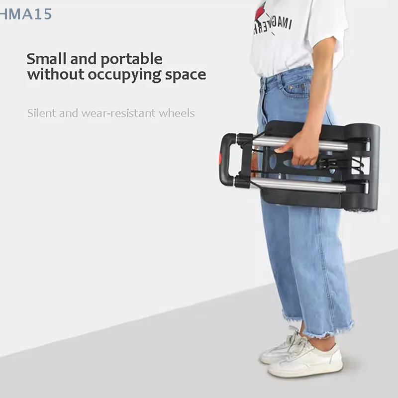 

4-Wheel Folding Trolley Shopping Grocery Cart Truck Luggage Cart Aluminum Alloy Small Lightweight Folding Hand Truck