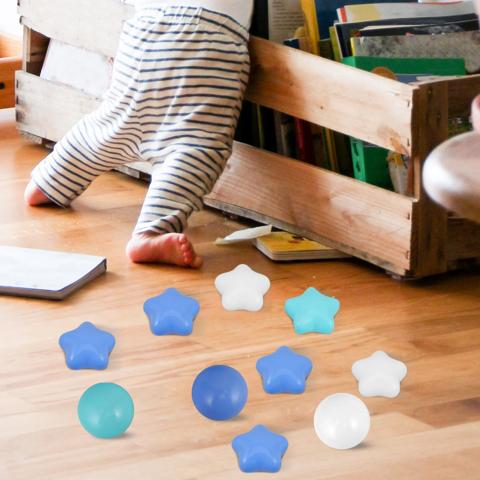 100 Stück Bunte Ozeanbälle Sternförmige Plastikbälle Bruchsichere Spielbälle für Kinder Kleinkinder Baby-Laufstall Innen- und Außenbereich Party