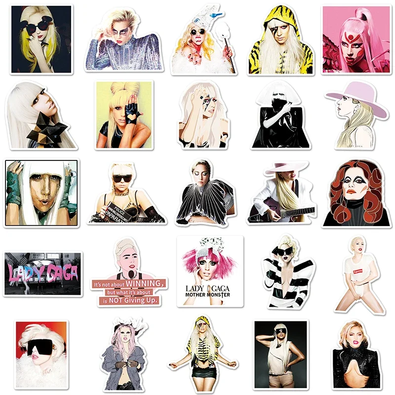 51PCS Singer Star DIY Graffiti Originality Stickers Lady Gaga Cartoon Image Party Decoration Water Cup Guitar Waterproof Sticker