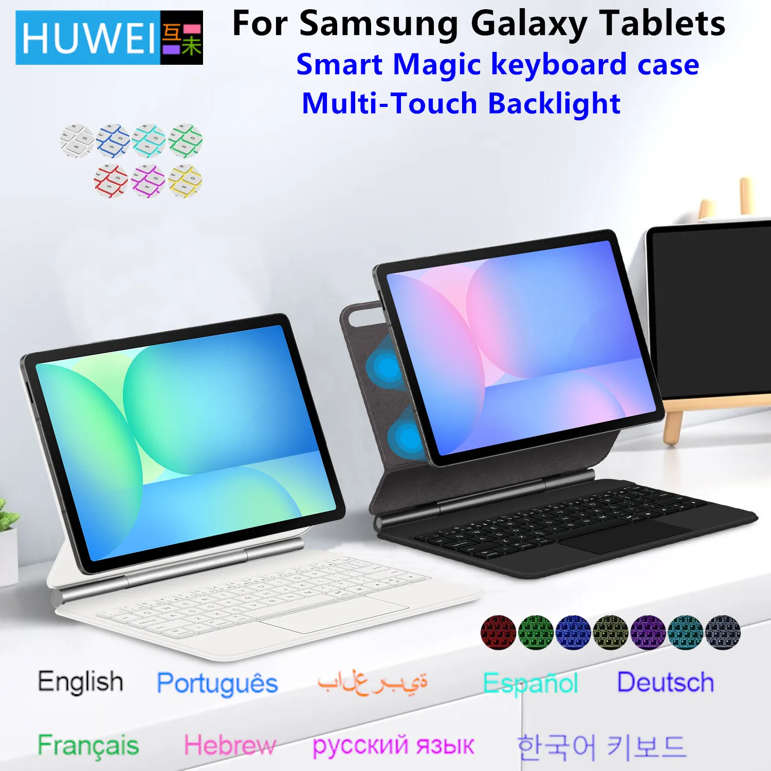 Magic Keyboard Case For Samsung Galaxy Tab S10 FE Plus 13.1 inch SM-X620 X626B Tab S10 S9 S8 S7 FE Plus Ultra Tablet Cover Funda