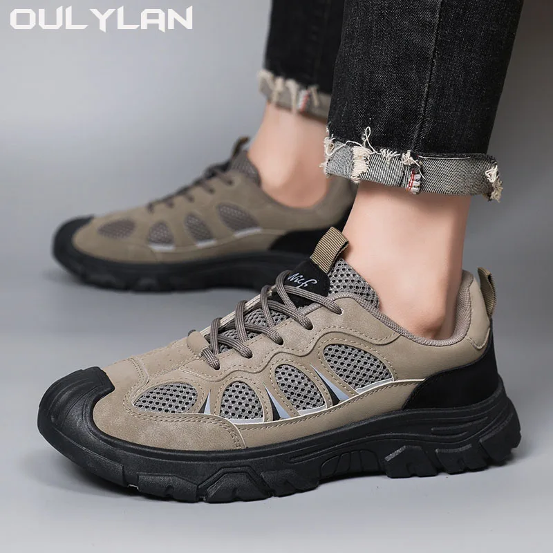 Oulylan Non-slip Men Hiking Shoes Breathable Outdoor Wear Resistant Splashproof Climbing Men Sneaker Mountain Shoes