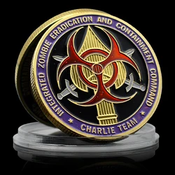 Zombie Challenge Coin Biochemical Crisis Markers Commemorative Medal Shoot Head Badge Souvenir Gift Desktop Metal Ornament