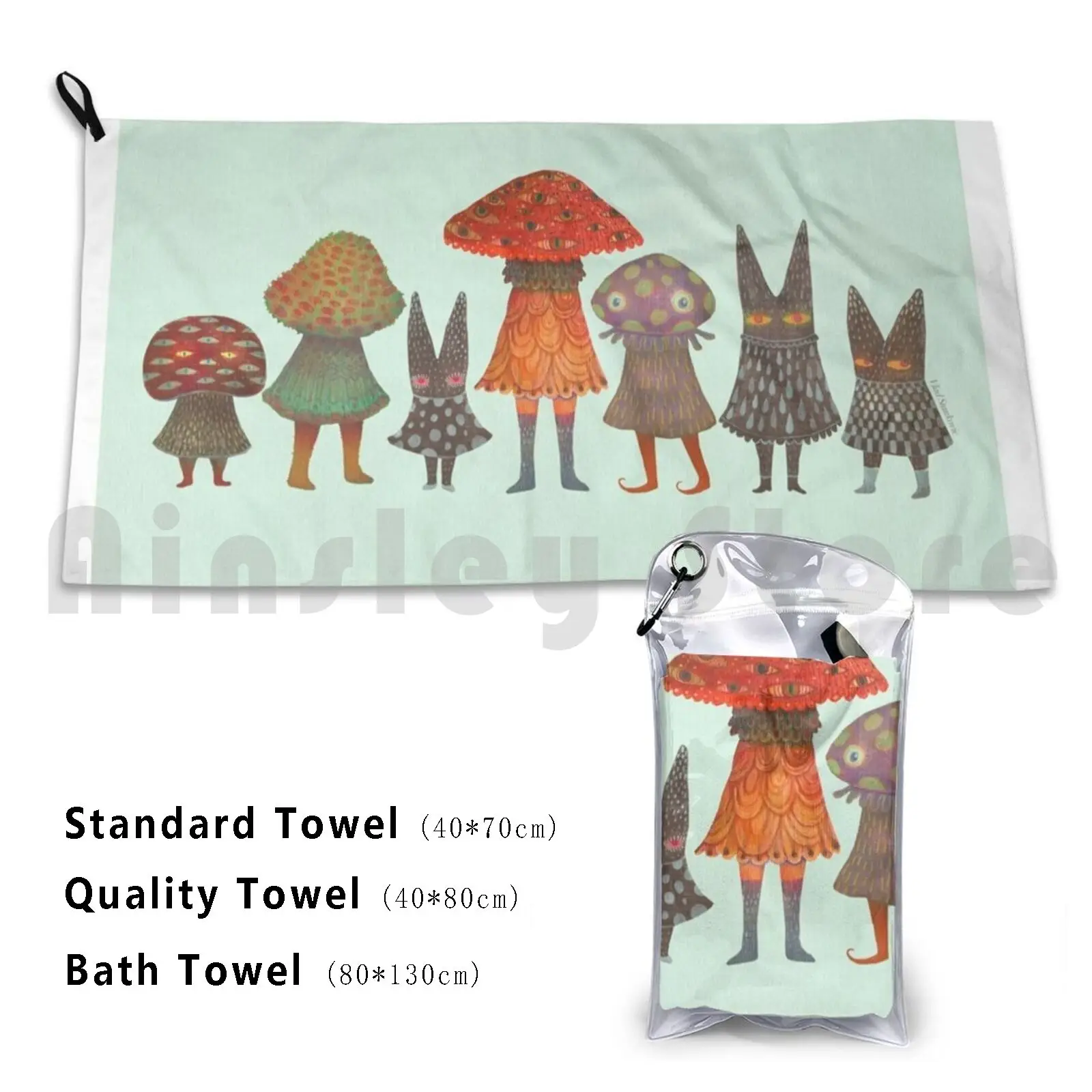 The Forest Lurkers Custom Towel Bath Towel Mushroom Fungi Characters Forest Lurkers Forest Lurkers Woods