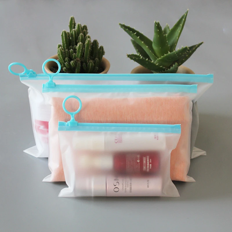 TETP Frosted Zipper Bags With Blue Pull Ring Home For Skincare Socks Toiletries Data Cable Storage Packaging Travel Portable