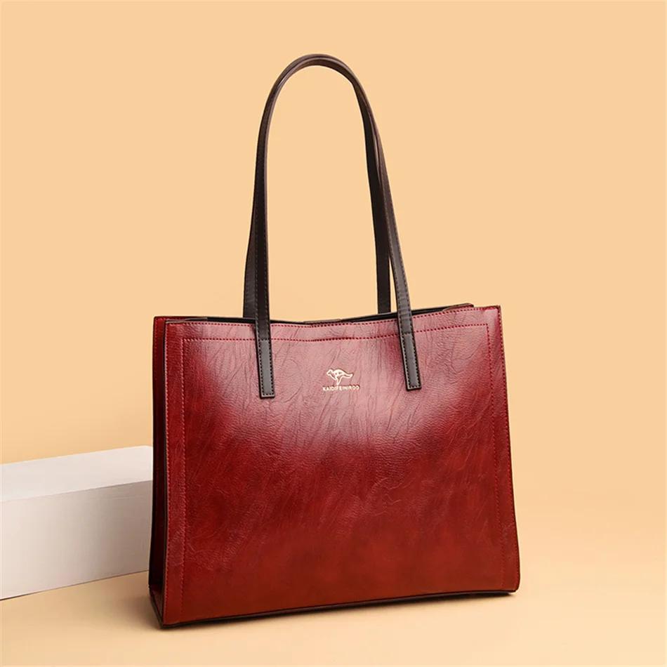 

New Vintage Large Capatity Tote Shoulder Bags Fashion Top-Handle Bags High Quality Pu Leather Bags Casual Letter Design Handbag