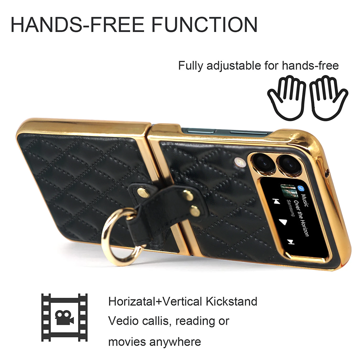 Luxury Diamond air cushion Leather Case For Galaxy Z Flip 5 5G Flip3 Z Flip 4 Flip6 Ring Holder Lens Protection Shockproof Cover