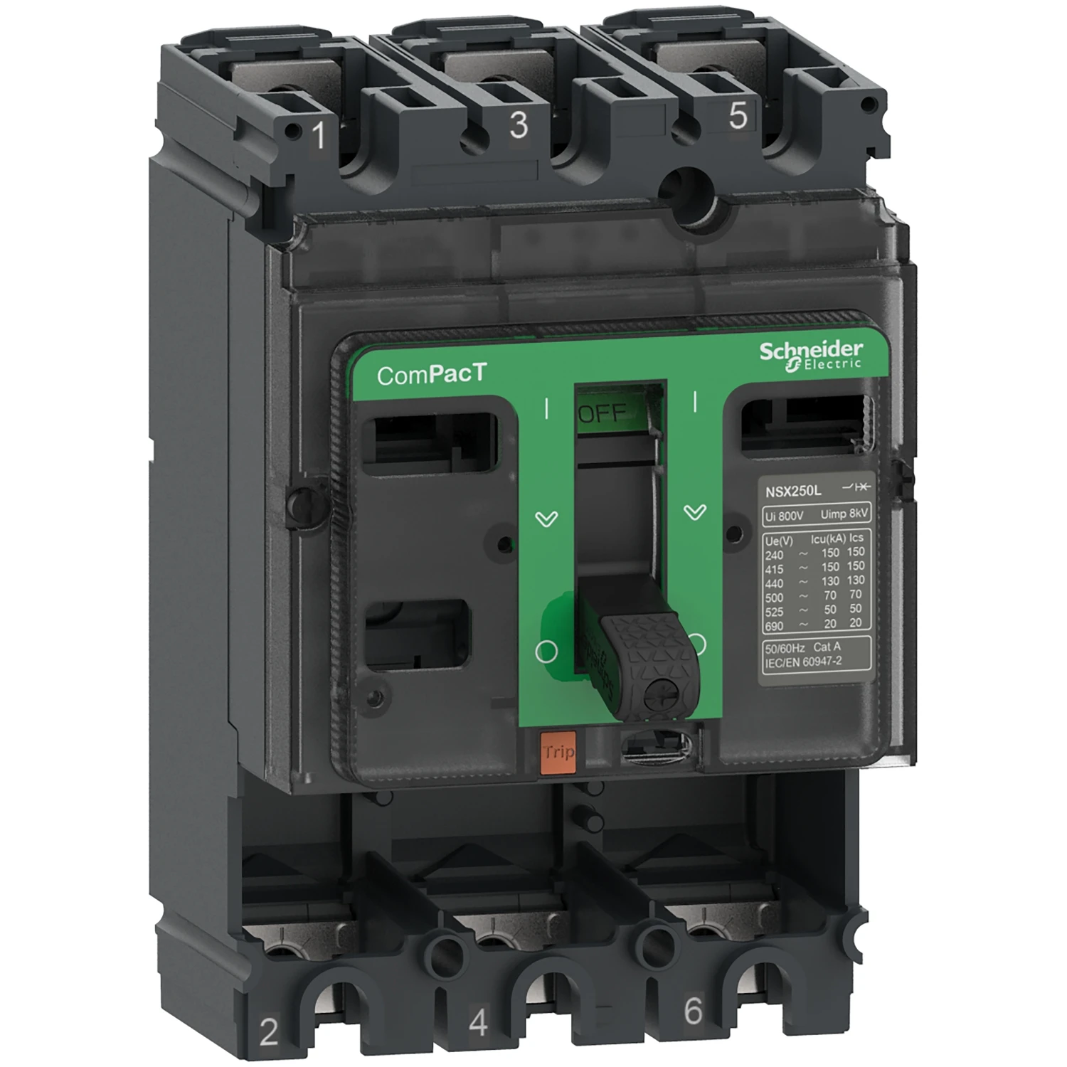 Circuit Breaker Basic Frame, ComPacT NSX400S, 100kA/415VAC, 3 Poles, 400A Frame Rating, Without Trip Unit C40S3