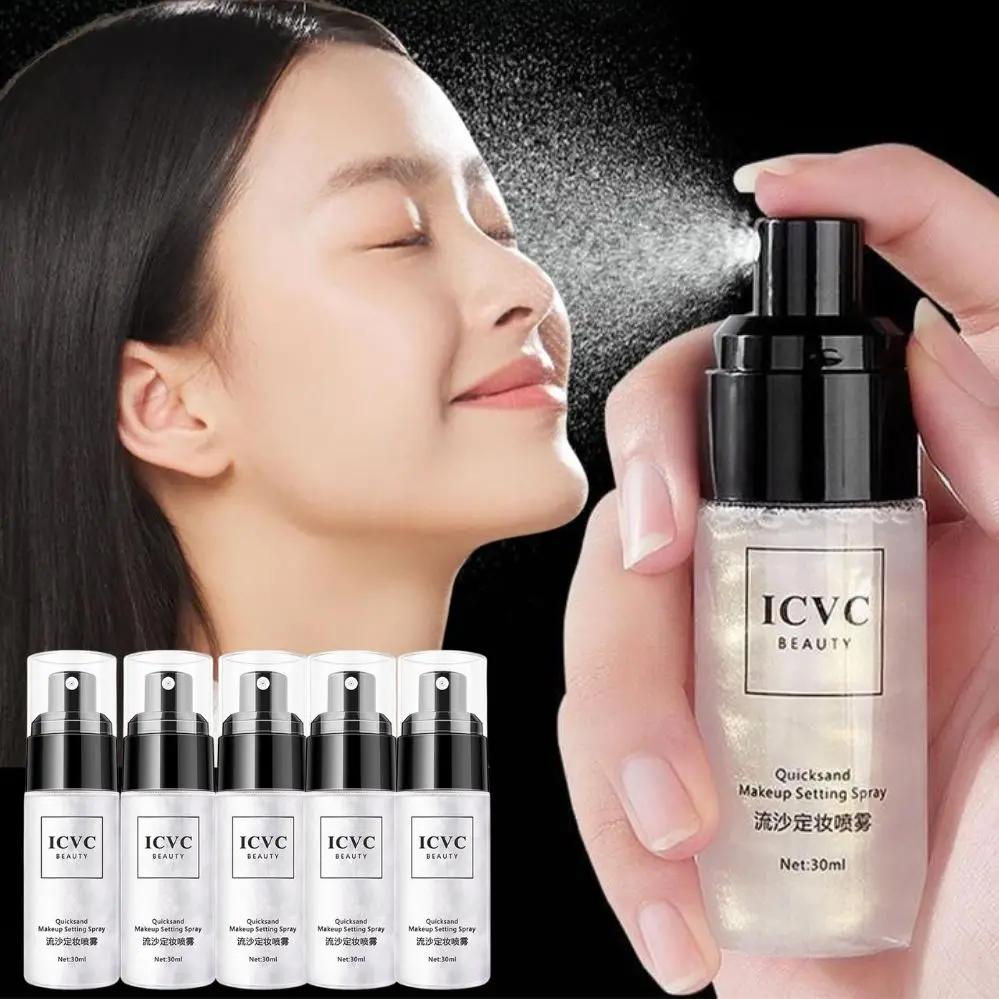 1/3/5 szt. Spray utrwalający makijaż, kontrolujący wydzielanie sebum, wodoodporny, szybkoschnący, transparentny, z brokatem, długotrwały, utrwalający makijaż efektem płynącego piasku