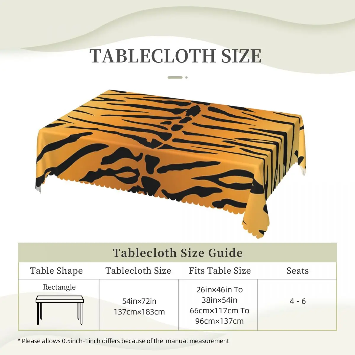 Tiger Fur Sketch Color Picture Tablecloth Restaurant Kitchen Rectangular Tablecloth Decorations Tablecloth Dining Table Cover