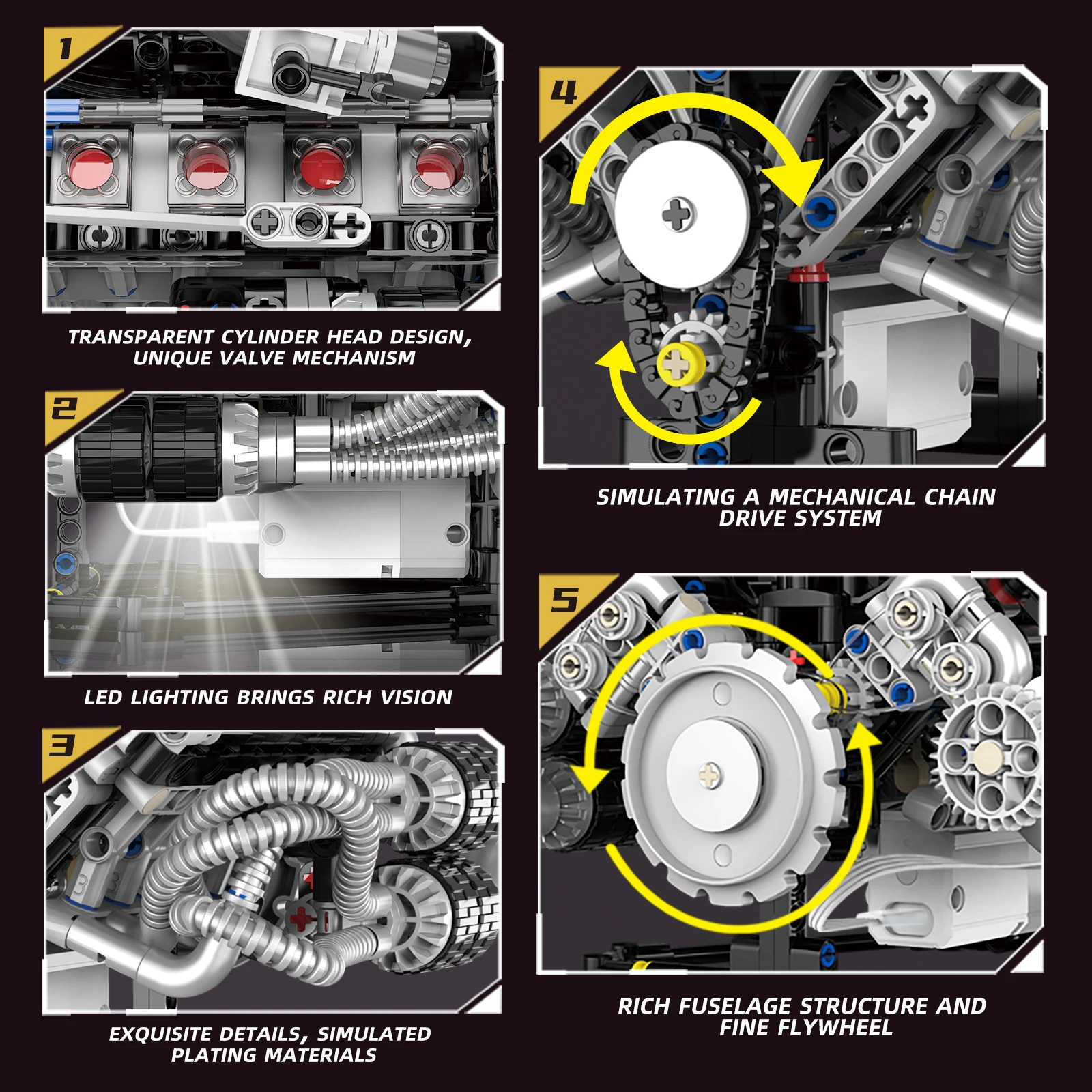 689 pezzi di parti tecniche per auto, blocchi di costruzione motorizzati V8, modello di motore, luce a LED, assemblaggio meccanico, giocattoli in mattoni, regalo di Natale per bambini