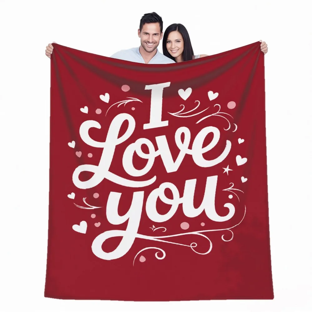 

Романтическое одеяло «I Love You» — уютный чехол для дивана-кровати с милым типографическим узором для любящего современного домашнего декора
