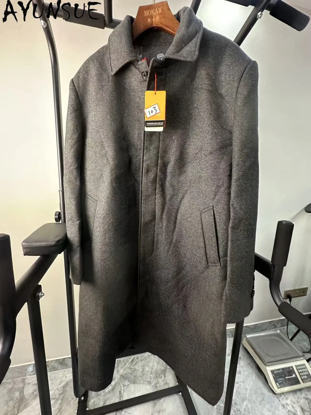 

AYUNSUE 68% Wool Jacket Men Winter Clothes Warm Mens Coats Mid-length Style Promotion Minor Flaws No Refund No Exchange