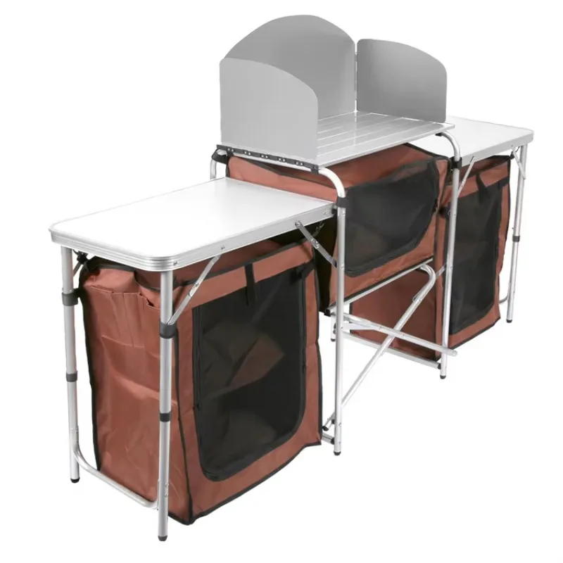 

Hot Sales Portable Wholesale Outdoor Furniture Aluminum Folding Camping Kitchen Cooking Restaurant Picnic Table for Events