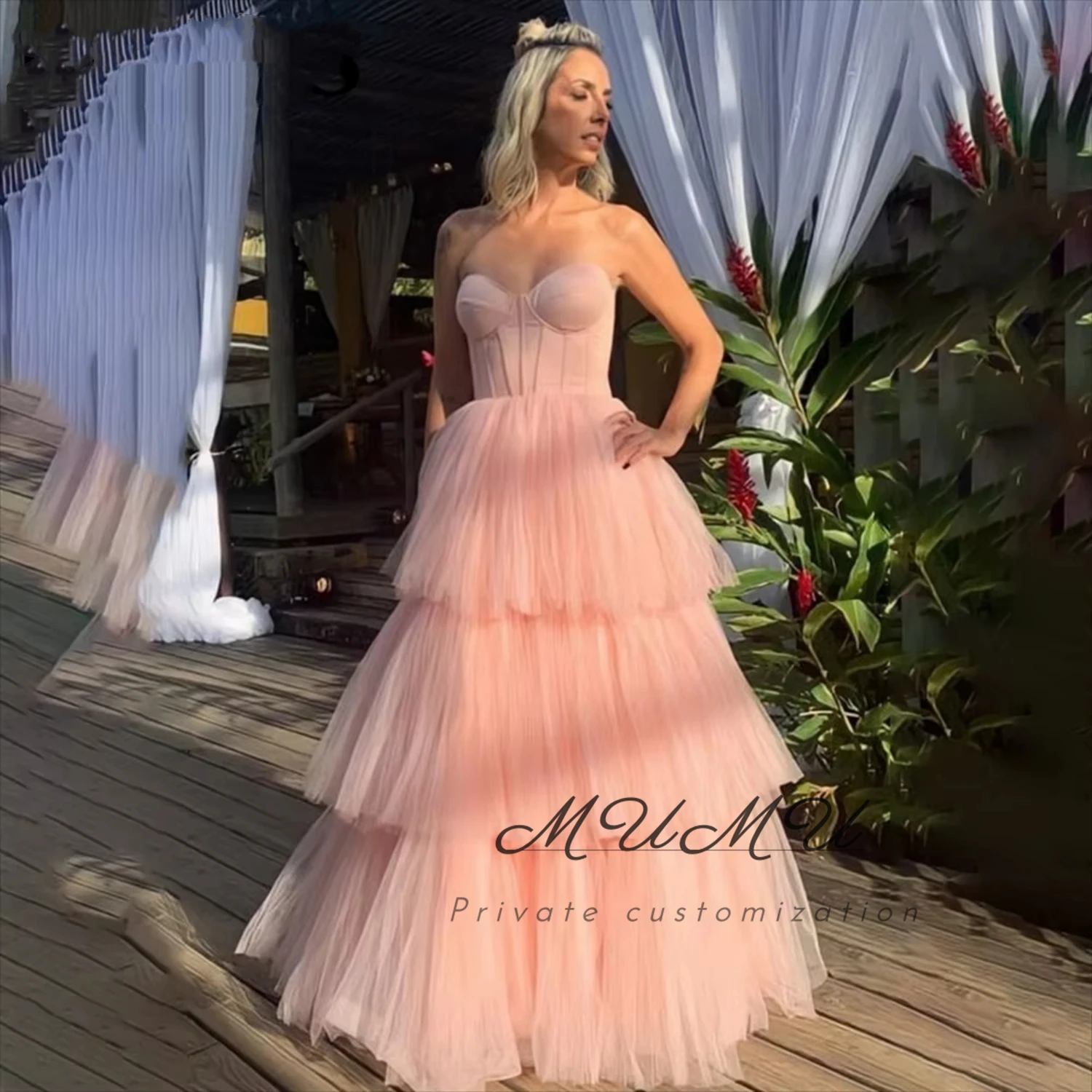 MuMu Sukienka na Studniówkę Szyta na Miarę Damska Sukienka Wieczorowa Eleganckie Sukienki na Przyjęcia 2025 Suknie Wieczorowe Sukienka na Ukończenie Szkoły Różowa Spódnica