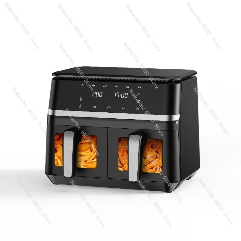 

Популярная большая аэрофритюрница с двумя отсеками, электрическим нагревательным элементом, циркуляцией горячего воздуха и сенсорным экраном.