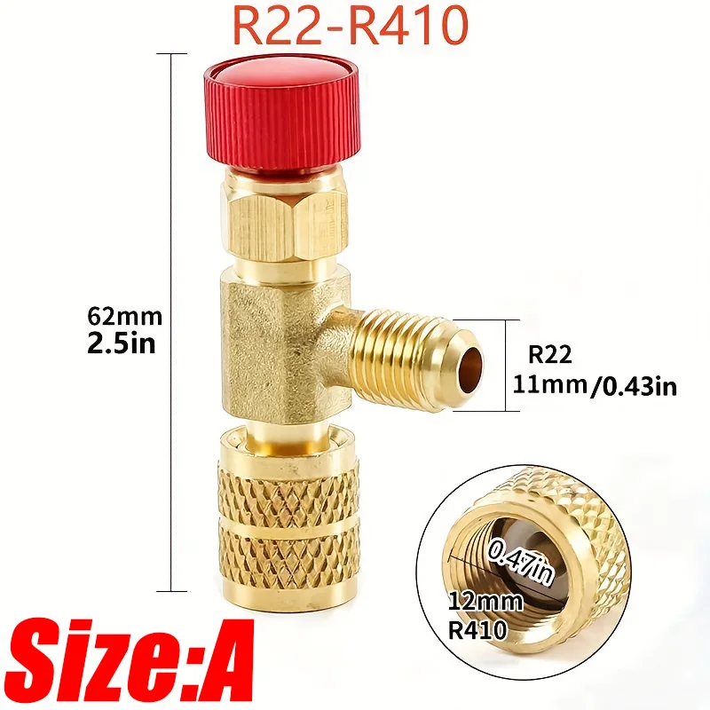 Flüssigkeitssicherheitsventil R410A R22 Klimaanlage Kältemittel 1/4 Zoll Sicherheitsadapter für SAE 1/4 Zoll männlicher Famale Sicherheitsadapter