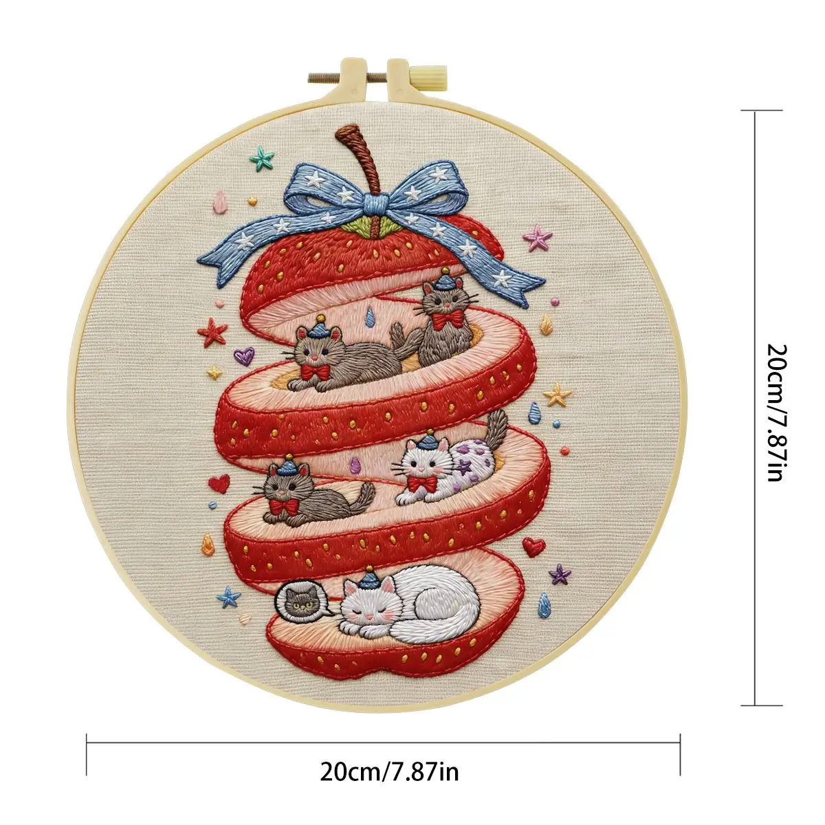 1 Stück 20x20cm/15x15cm 7,87/6,3 Zoll Katzen-Stickerei-Starter-Kit DIY-Kit DIY-Stickerei-Set für Anfänger – Detail 3