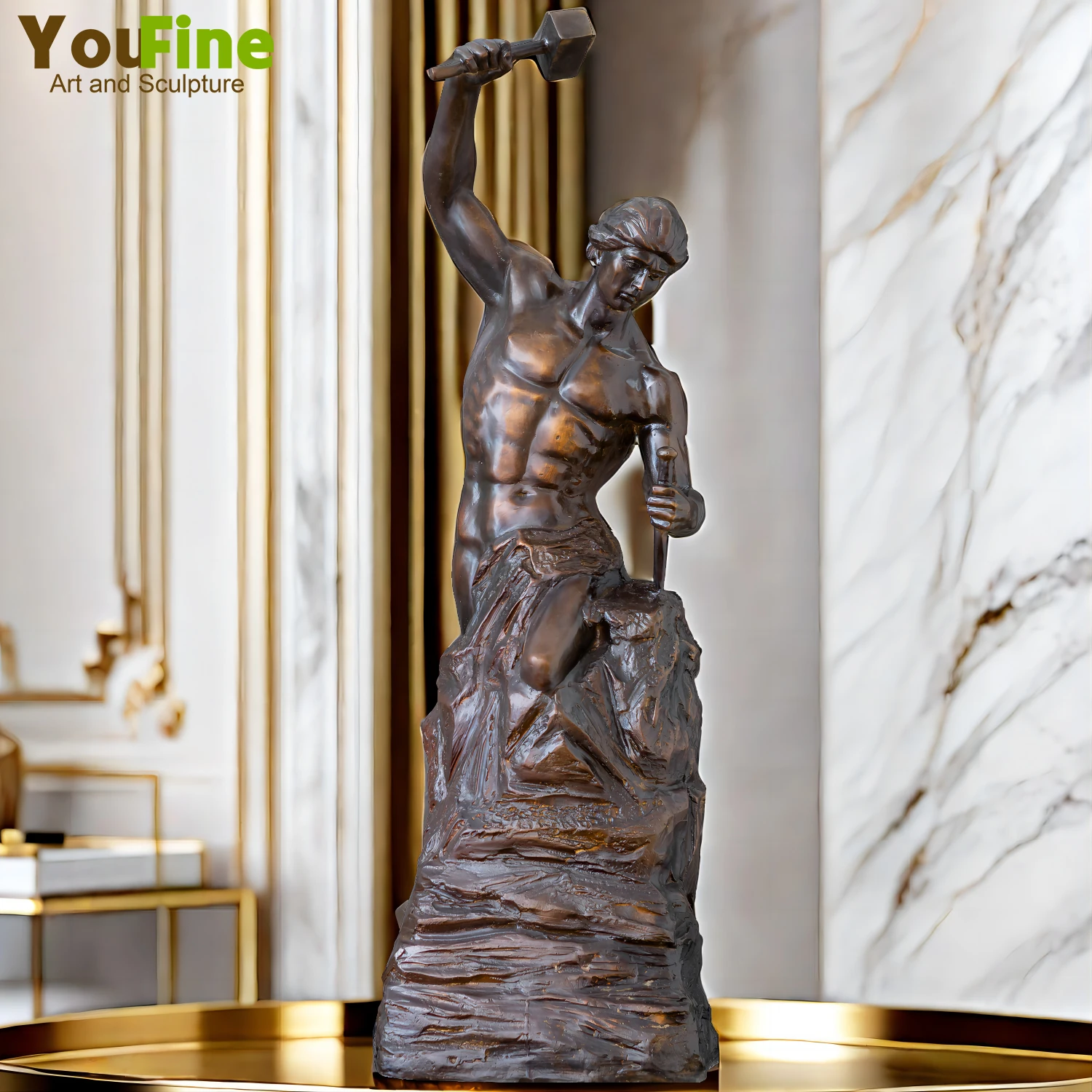 Imagem -05 - Bronze Self Made Man Escultura Estátua Famosa Fundição Arte Artesanato Home Garden Decor Coleções de Ornamento 70cm