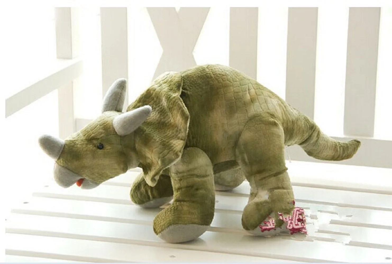 

plush triceratops toy simulation army green dinosaurs toy doll birthday gift about 60cm