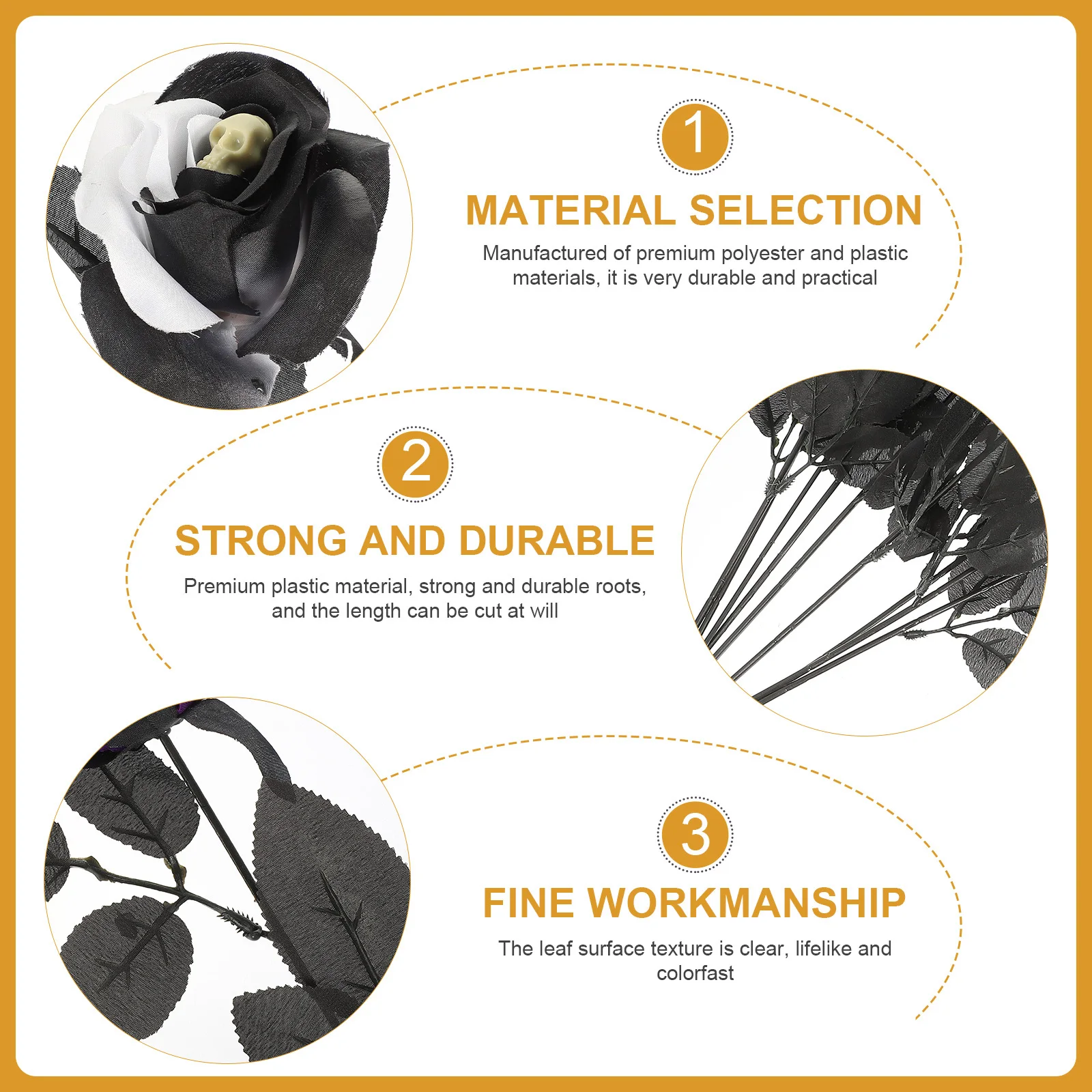 

10Pcs Halloween Skull Rose Artificial Rose Decoration Creepy Fake Flower Prop Party Decoration Haunted Scene Halloween Flower