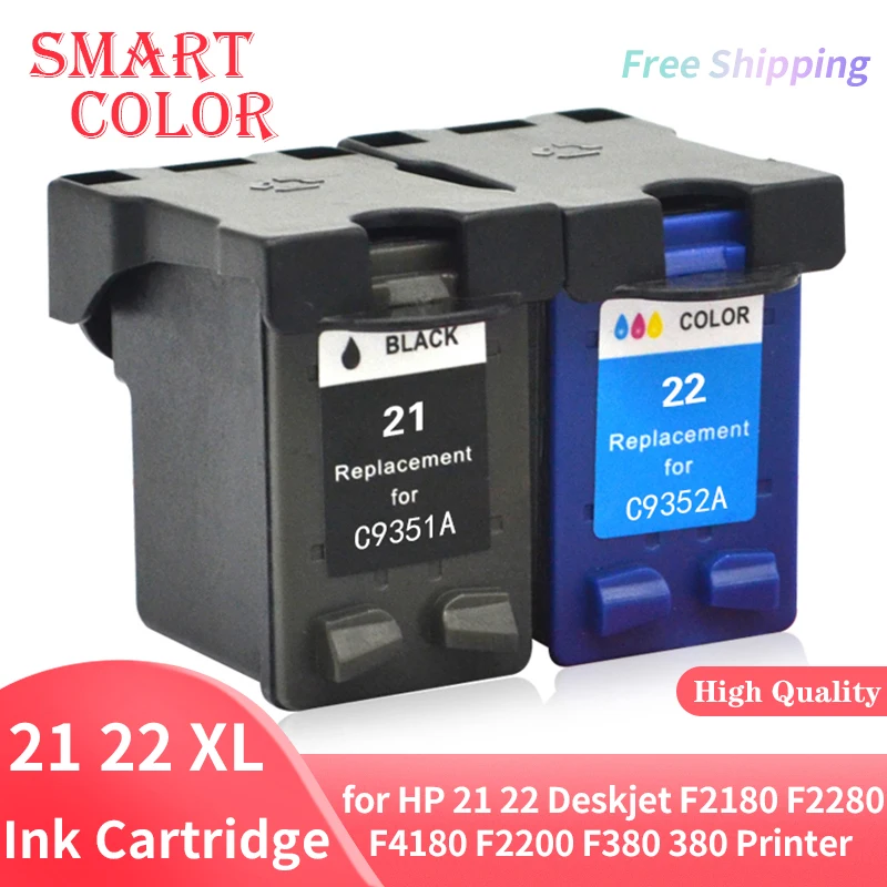 21 22 XL Compatible Ink Cartridge Replacement for HP 21 22 21XL 22XL HP21 Deskjet F2180 F2280 F4180 F2200 F380 380 Printer