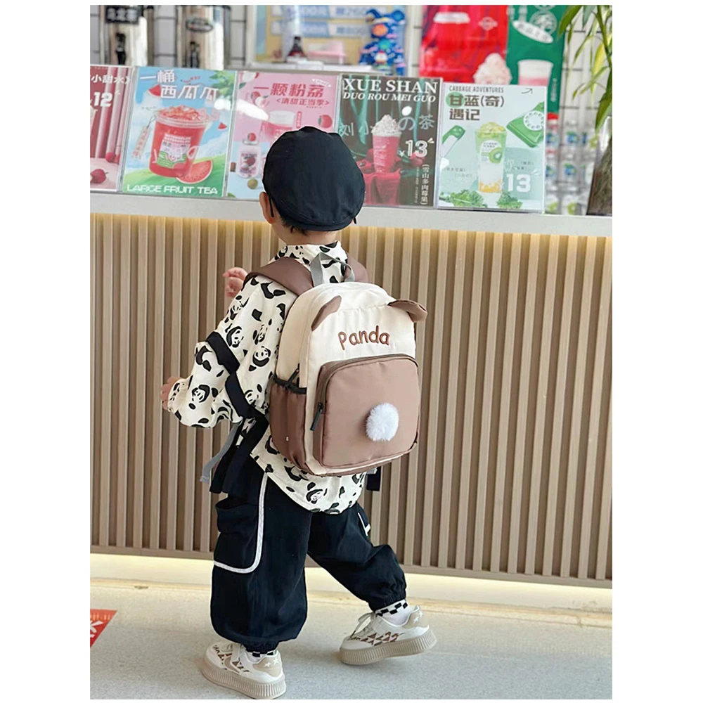 Personalized Kindergarten Children's Backpack, Customized Simple Cartoon Panda Backpack, Boys And Girls Mini Snack Gift Pack