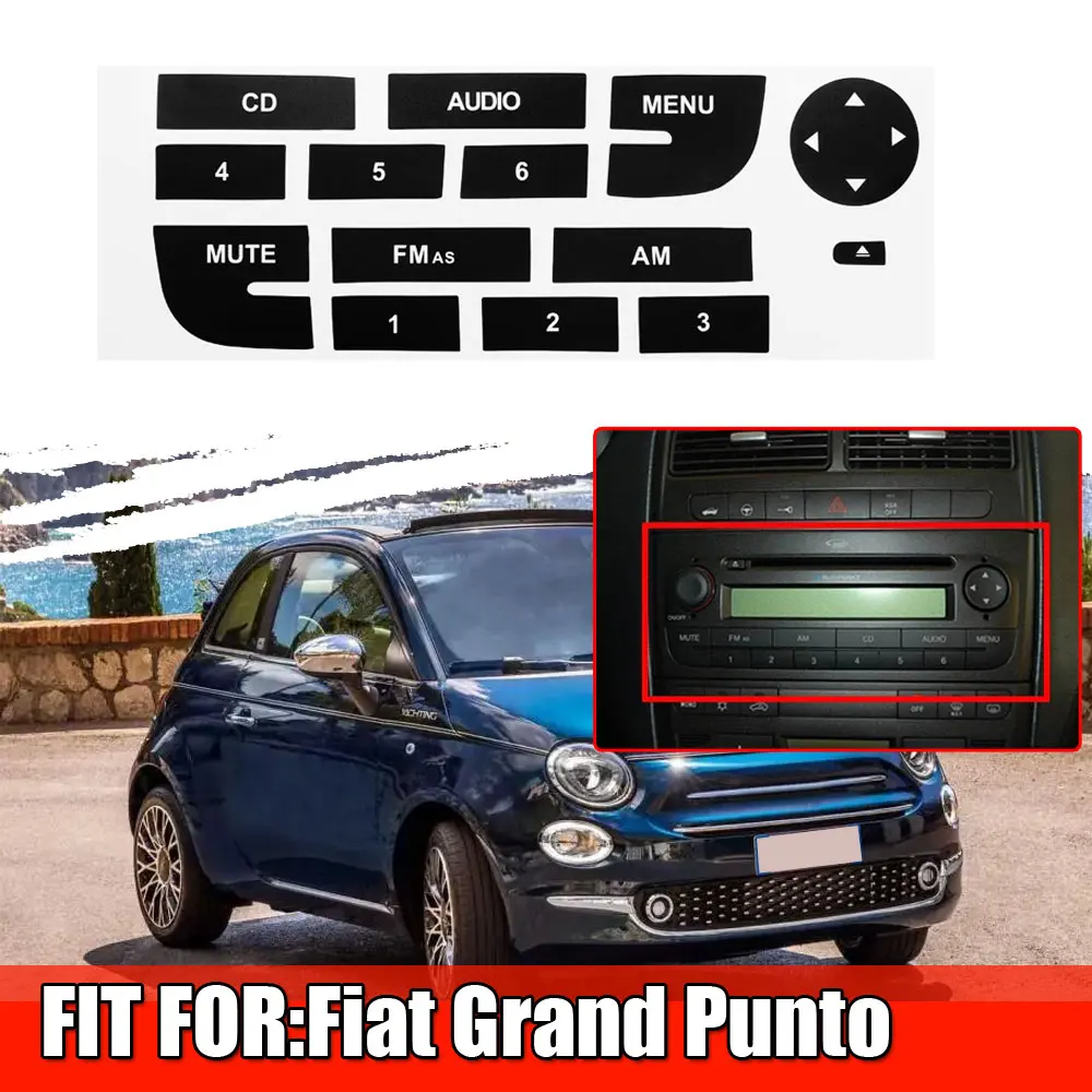 Car Radio Button Repair Sticker for Fiat Grande Punto Radio Stereo Worn Peeling Button Repair Decals Stickers Car Accessories