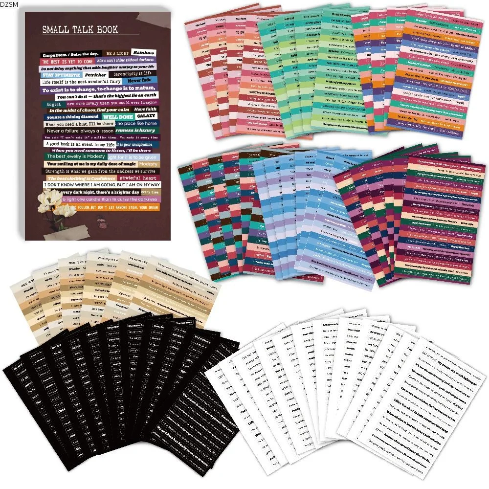 60Sheets Writing Paper Small Talk Stickers English Style Colorful Sheets Quote Stickers Positive Quotes Retro Text