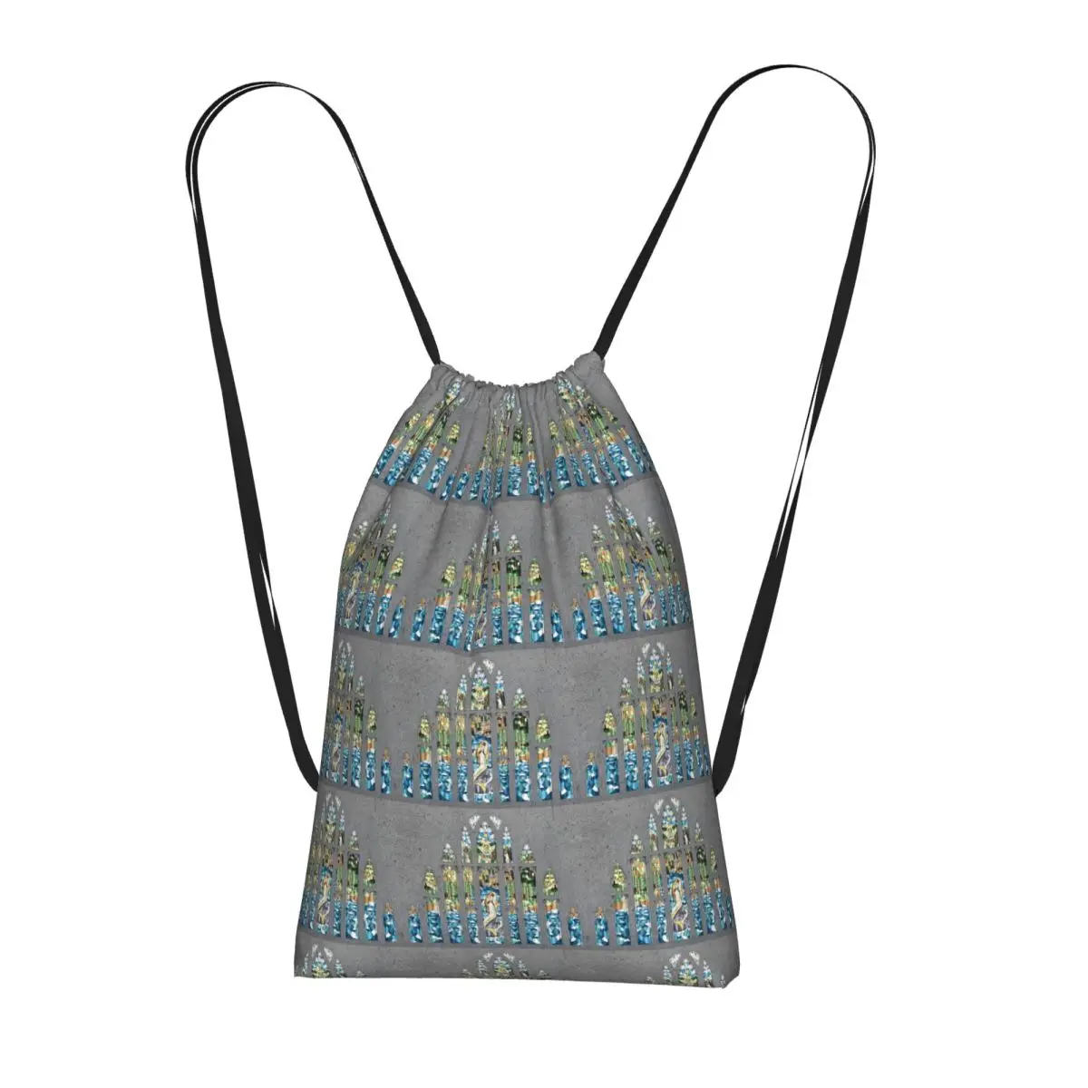 Stained Glass Mermaid Drawstring Backpack Sports Gym Bag Portable Travel Drawstring Bag for Men Women