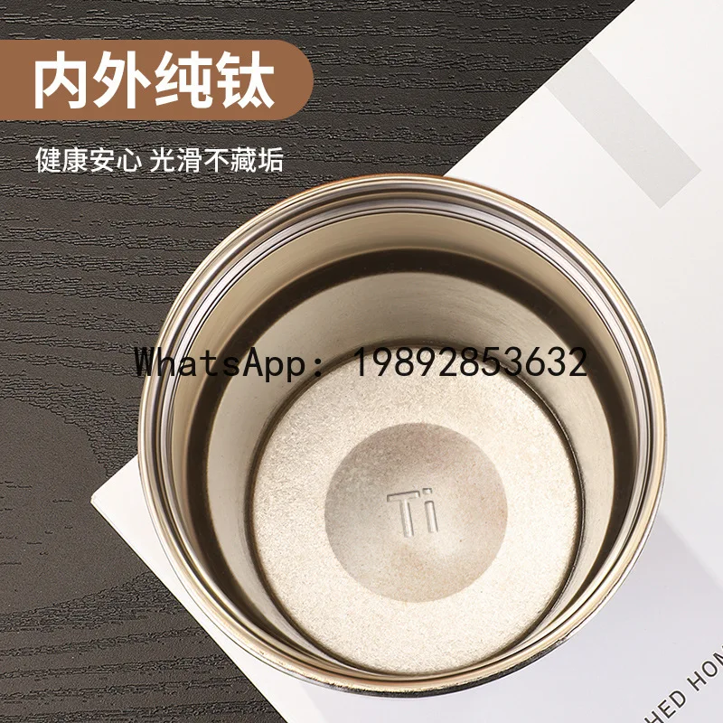 Pure titanium coffee cup intelligent temperature measurement double-layer vacuum insulation titanium cup high-looking portable