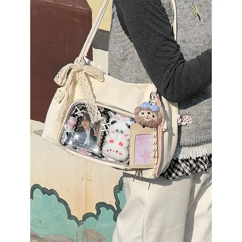 

Y2k Harajuku Shoulder Bags Women Korean Transparent Ita Bag Bow Ribbon Crossbody Bag Female Japanese Designer Preppy Handbag New