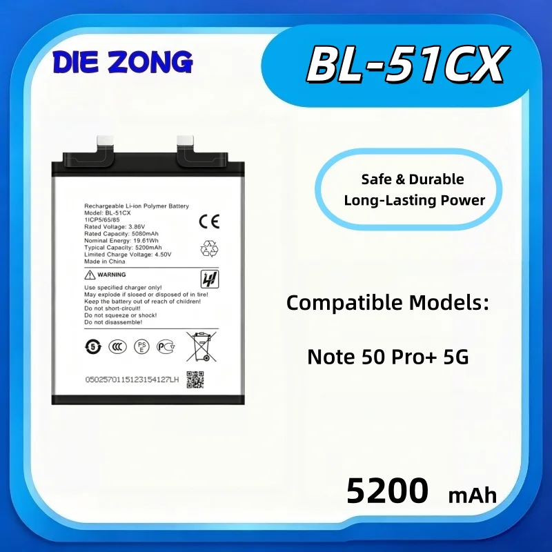 New BL-51CX Suitable for infinix Transsion mobile phone battery Note 50 Pro Plus 5G large capacity 5200mAh durable Fast Charging
